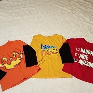 3 2T Halloween, Thanksgiving & Christmas shirts
